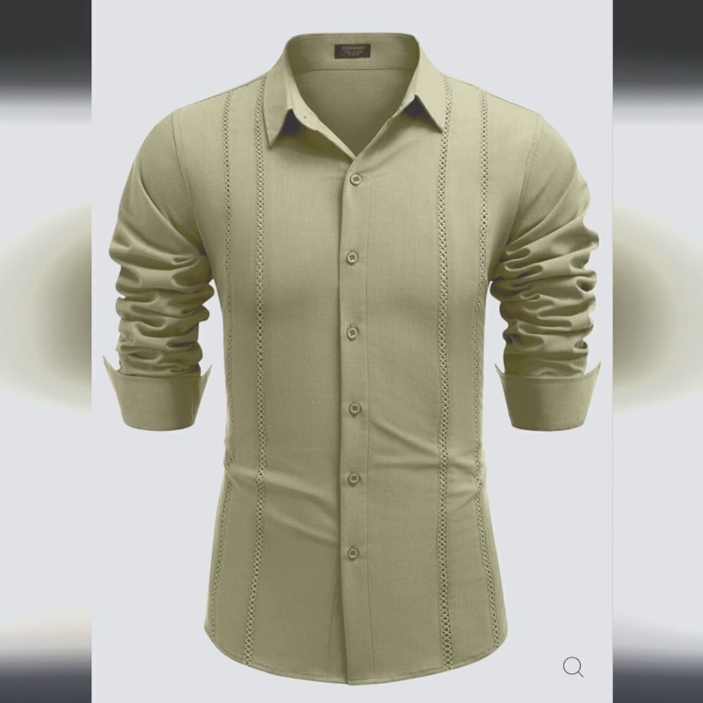 Coofandy embroidered Guayabera long sleeve sz 2xl - Picture 10 of 12